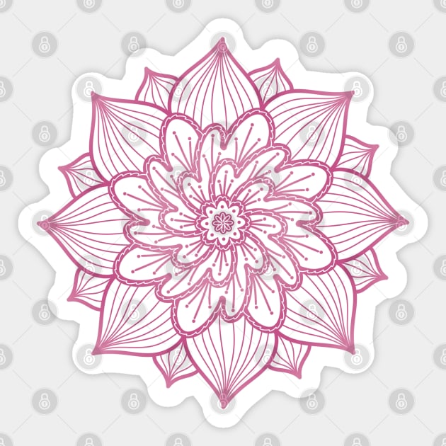 Pink Flower Mandala Sticker by Art by Biyan